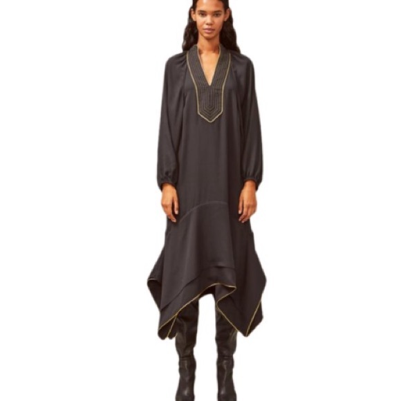 NWT Tory Burch Black Puffed-sleeved Tunic Medium Casual Maxi Dress - Picture 1 of 7